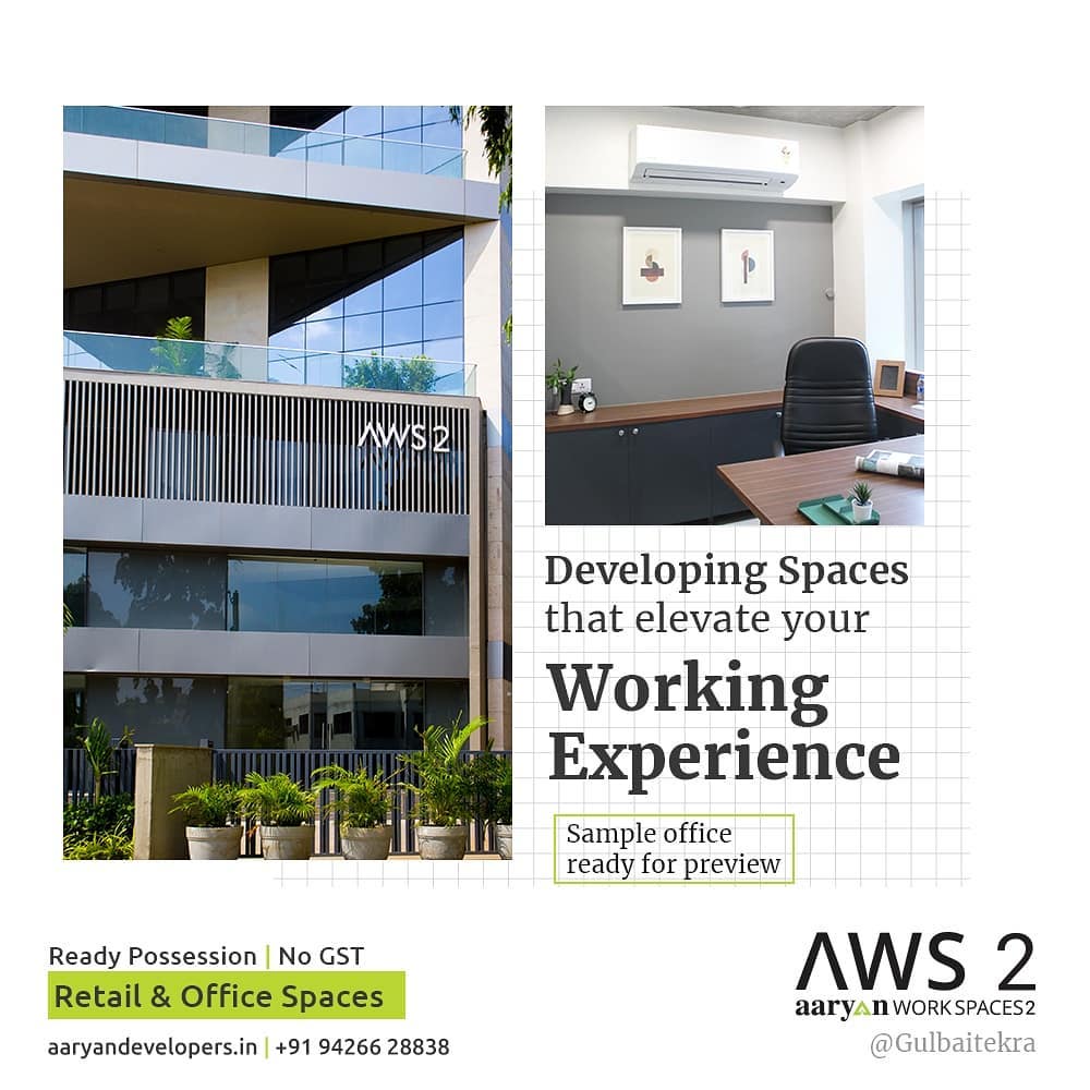 Aaryavart Developers,  BusinessSpaces, AaryanDevelopers, RealEstate, Ahmedabad, AWSII, AWS2, CommercialSpaces, Work, OfficeSpaces, ReadyPossession, AaryanWorkspaces2, GulbaiTekraRoad