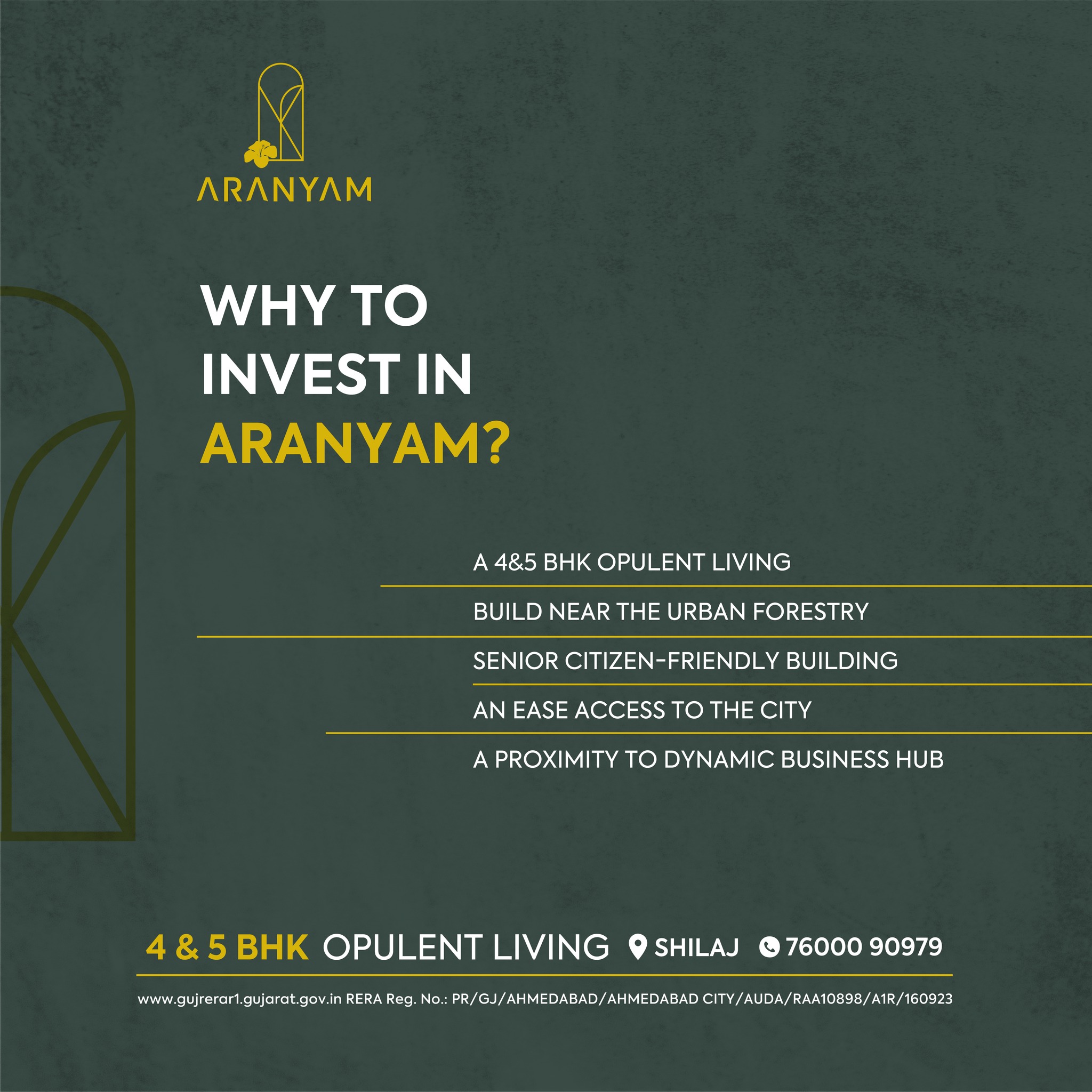 Aaryavart Developers,  AaryanDevelopers, Aranyam, OpulentLiving, 4BHK, 5BHK, UrbanForestry, Connectivity, Investment, RealEstate, Property, Shilaj, Ahmedabad